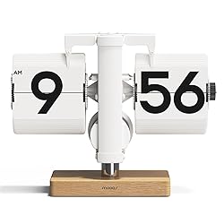 mooas Classic Modern Wood Mini Flip Desk Clock