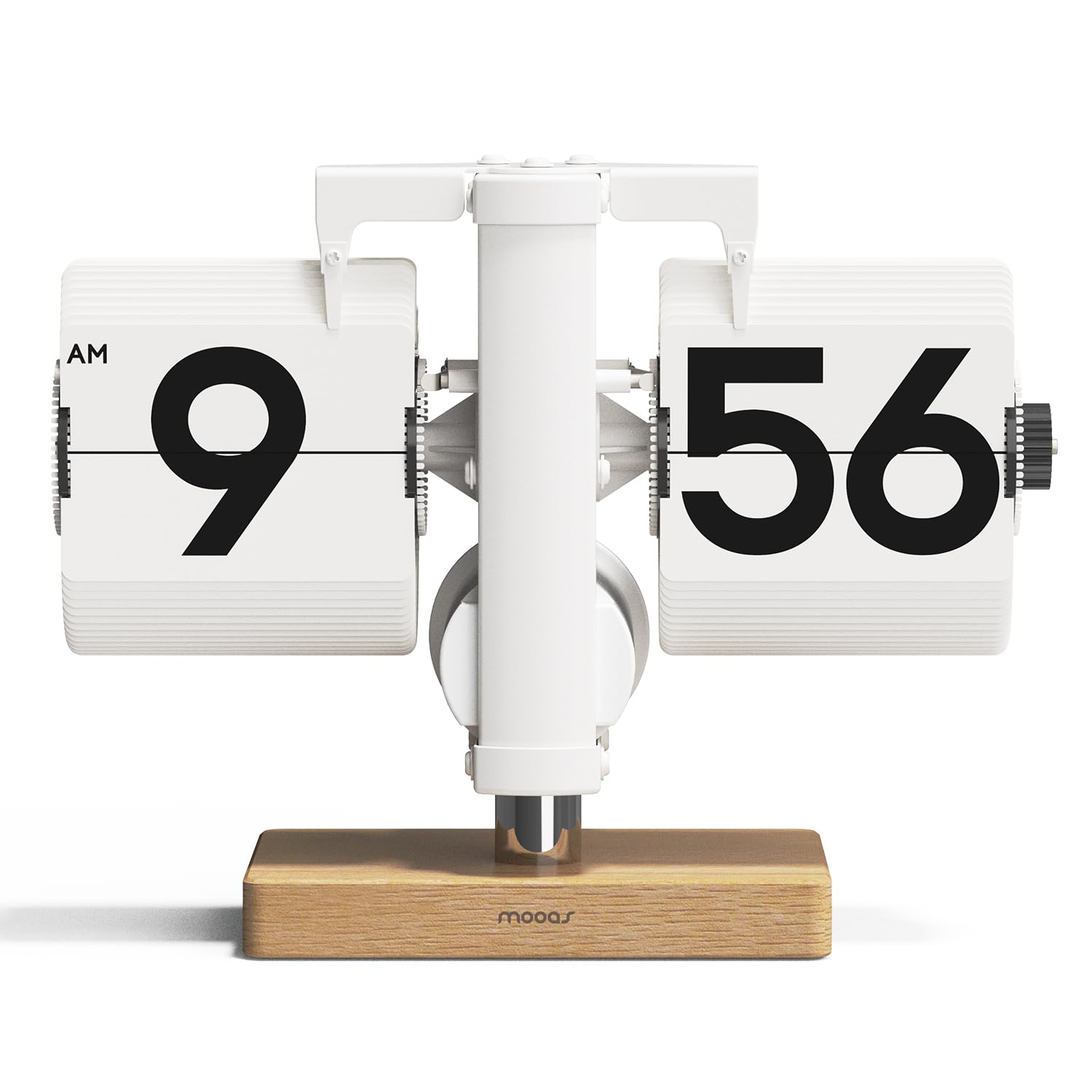 mooas Classic Modern Wood Mini Flip Desk Clock
