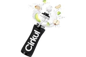 Cirkul 22oz. Black Grip Stainless Steel Water Bottle & Sport Lid, Durable, Insulated, Protective Grip, Leakproof & Heavy Duty with Flavor Cartridge Included (FitSip Island Punch)