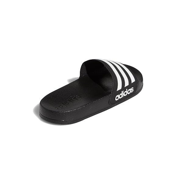 ADIDAS ADILETTE SHOWER SLIDES, CORE BLACK/WHITE/CORE BLACK, 1 LITTLE KID