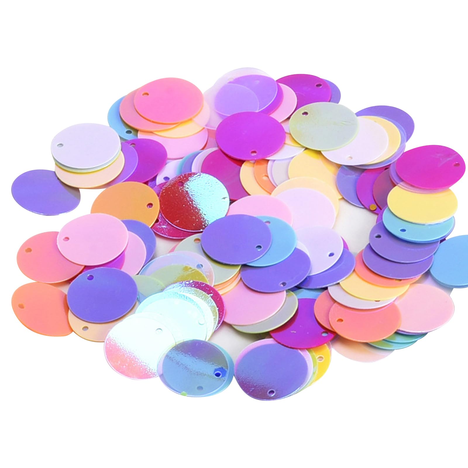 50g Holographic Large Round PVC Sequins with Hole Sequins Craft Spangles Paillettes Rainbow Cup Sequins for Jewelry DIY Arts Crafts Embellishment Gems Sewing Decorating Applique Knitting (15mm Round)