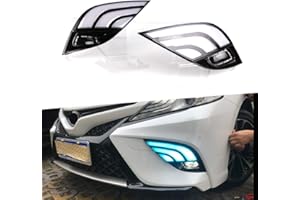 COBEAR Super Bright LED Daytime Running Light Three-Color DRL for Camry 2018-2020 Replacement Front Bumper Fog Lamp Assembly Shell-Type Model C 1 Pair(Front L/R)