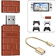 AKNES 8BitDo USB Wireless Controller Adapter 2 Converter Dongle for Switch/Switch OLED, Windows, Raspberry Pi, PS5/PS4/PS3, Xbox Series X/S, Xbox One Bluetooth Controller - OTG Cable (Brown)
