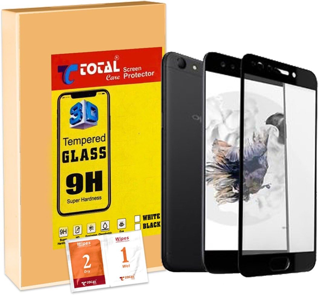 TOTAL CARE 3D Tempered Glass Screen Protector For Oppo F3 Plus| (Black) | Smudge Proof | Anti-shatter | 3D Curved Edges.