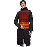 ORORO Women's Long Heated Down Jacket with USB-C Rechargeable Battery, Heated Parka with 90% RDS Down