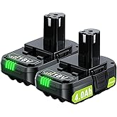 TURPOW New Model 4.0Ah Replacement for Ryobi 18V Battery PBP003 Battery Lithium ONE+ Plus PBP002 PBP003 PBP004 PBP005 PBP006 P102 P103 P104 P105 P107 P108 P109 P189 P190, P197, P122, P191 2 Pack