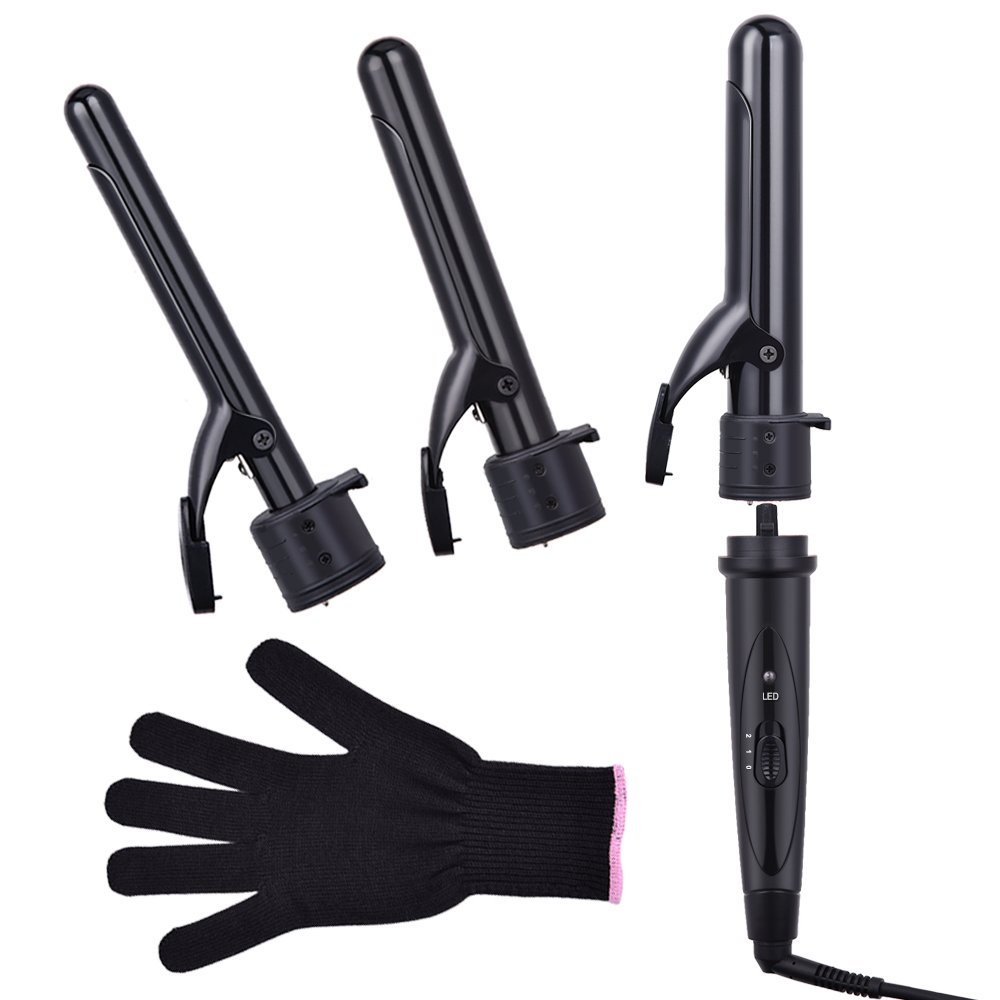 Weyty Curling Iron 3 In 1 Hair Curler With Clip Professional Curling Wand 075 126 Inch Switchable