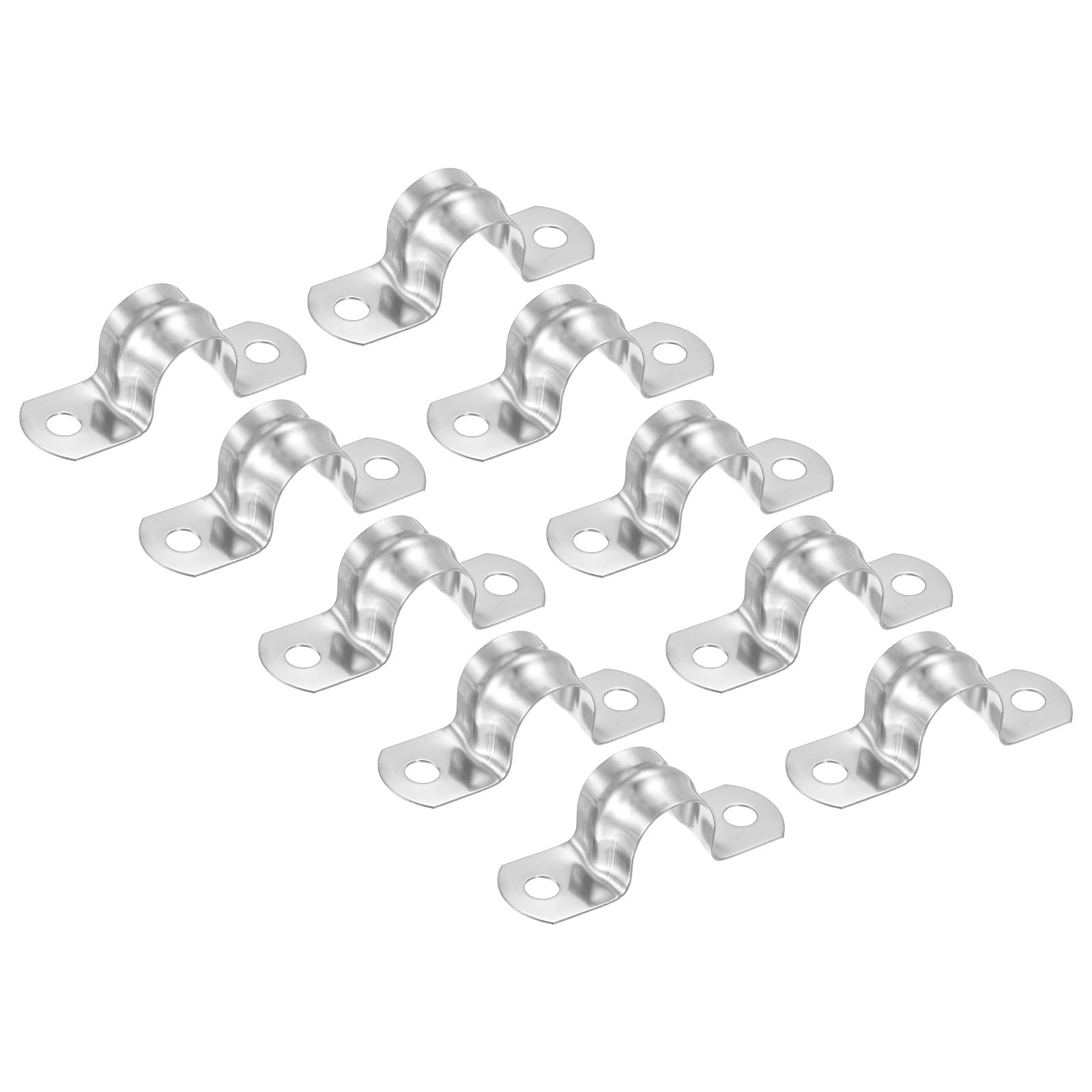 PATIKIL 1.97 inch/50mm Rigid Pipe Strap Clamp, 30 Pcs 304 Stainless Steel Two Hole U-Shape Tube Clip Pipe Fasten Holder for Pipe Fixing