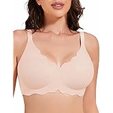 MOEOZLLO Floral Wireless Bras for Women No Underwire Seamless Bralettes for Women with Support V Neck Wavy Womens Bras