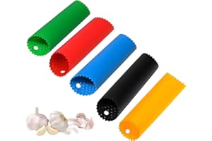 5-Piece Garlic Peeler Set Silicone Roller Garlic Peeling Tool Skin Remover Roller Retainer, Suitable for Practical Kitchen To