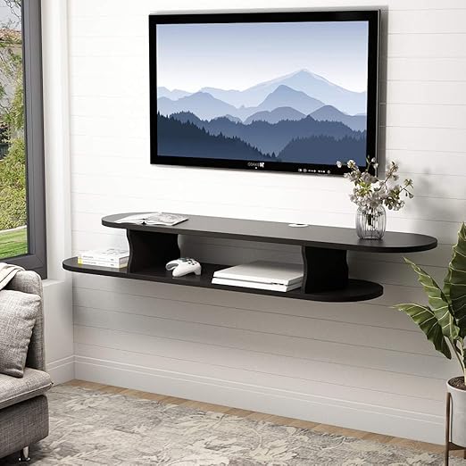 Amazon Com Tribesigns 2 Tier Modern Wall Mounted Media Console