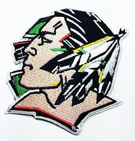 North Dakota Fighting Sioux Type Patch Embroidered Iron on Hat Jacket Hoodie Backpack Ideal for Gift/ 7cm(w) X 6.2cm(h)