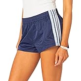 FOMOYUU Women Striped Athletic Shorts Elastic Waist Wide Leg Sweat Shorts Loose Lounge Running Short Pants Workout Joggers