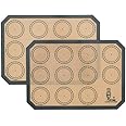Non Stick Silicone Baking Mats Set Quarter Sheet Macaron - 2 Small Toaster Oven Silicon Baking Liners For Cookies and Bread Making,8.2"x11.6",By Folksy Super Kitchen(Grey)