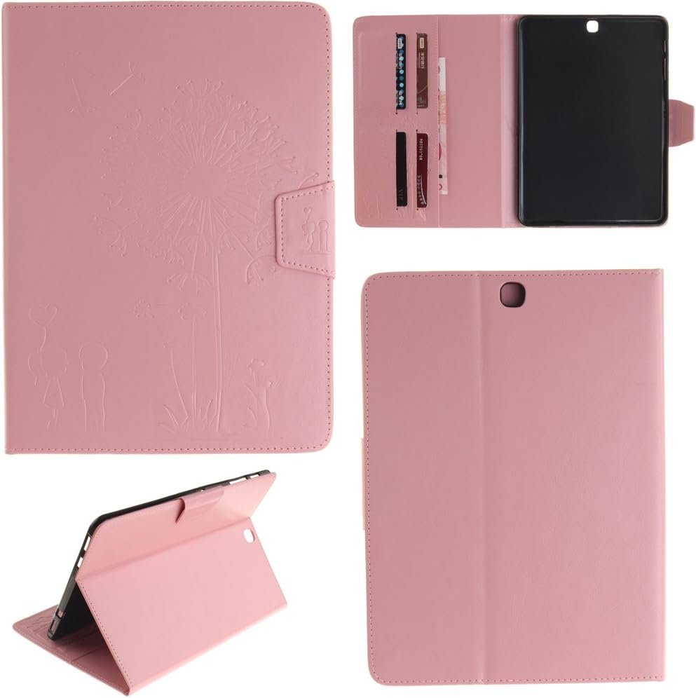 Ooboom® Samsung Galaxy Tab S2 9.7 Case Emboss Dandelion Love PU Leather with Kickstand Card Slots Cash Packet Magnetic Flip Book Wallet Cover for Samsung Galaxy Tab S2 9.7 T815 - Pink