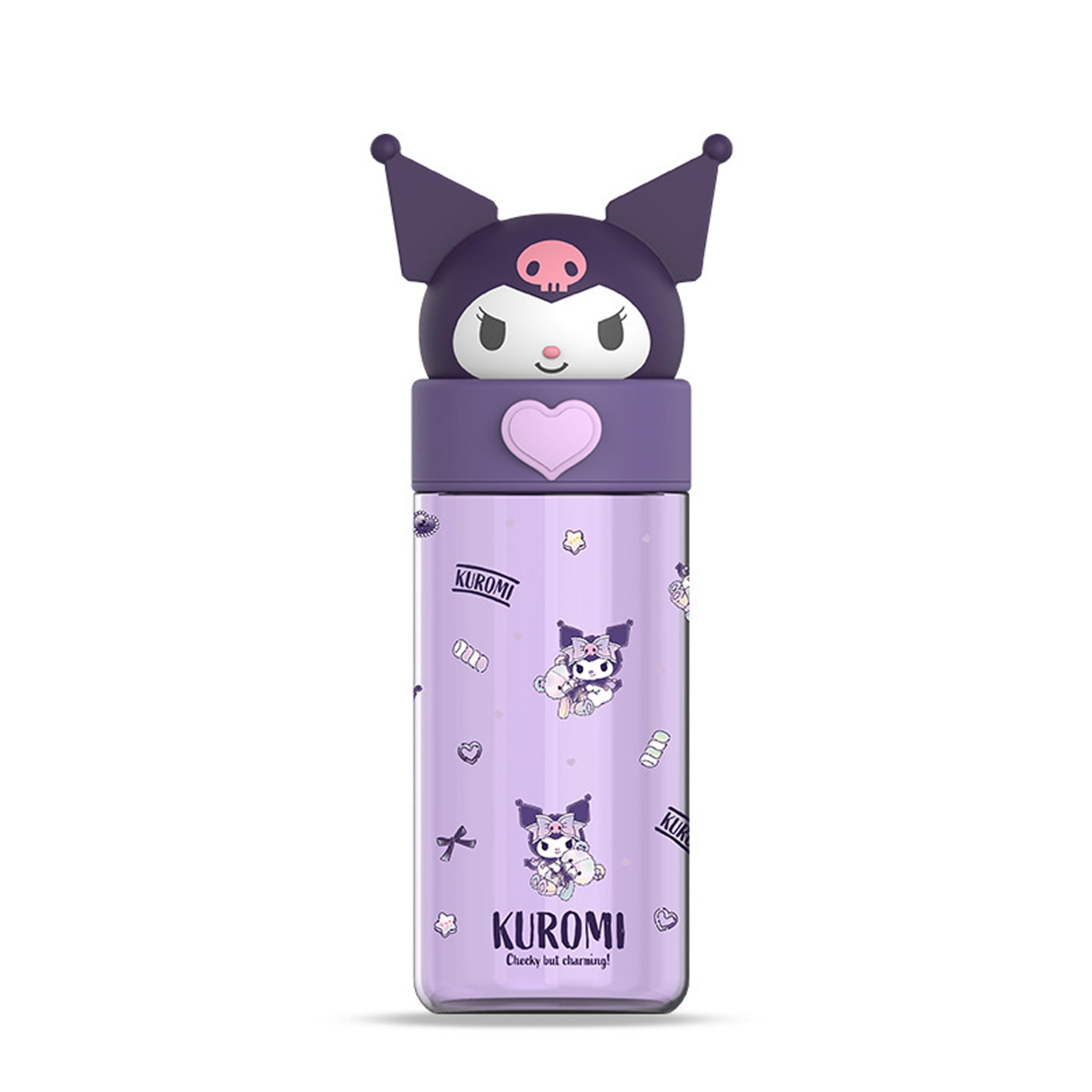 Roffatide Cartoon Kuromi Bottle Plastic Cup Bottles Portable Tumblers Travel Mugs Plastic Shaker Bottles Direct Drinking Cup Water Track Bottle Portable Leakproof Water