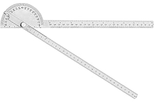 HANYAN HUS Angle Finder Both Arms Stainless Steel Protractor with 0-180 Degrees Angle10 inch,250mm, 30cm Scale Angle Finder Ruler