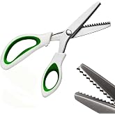 JISTL Green Pinking Shears Comfort Grips Crafts Zig Zag Cut Sewing Scissors,Professional Handheld Dressmaking