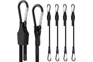 SDTC Tech 24 Inch Adjustable Bungee Cords with Carabiner Hooks, 4 Pack Heavy Duty Outdoor Super Elastic Bungee Straps Easily Adjust from 8" to 30" for Cargo, Bike, Luggage, Carts, Truck
