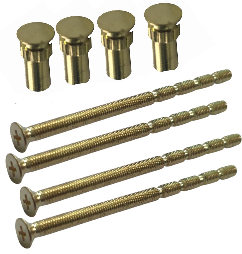 M5 x 90mm Brass Door Handle Pozi Screws with Brass Security Bolt Carriage Sleeve Male to Female Connecting Screws for Door Handle, Knobs Es-cutcheons and Others (Pack of 4) — image 1