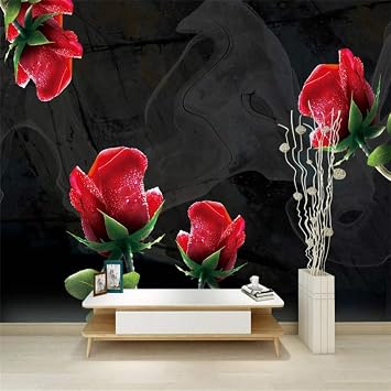Bizhige Papier Peint Fleur Rose Noir Personnalisé 3d Photo