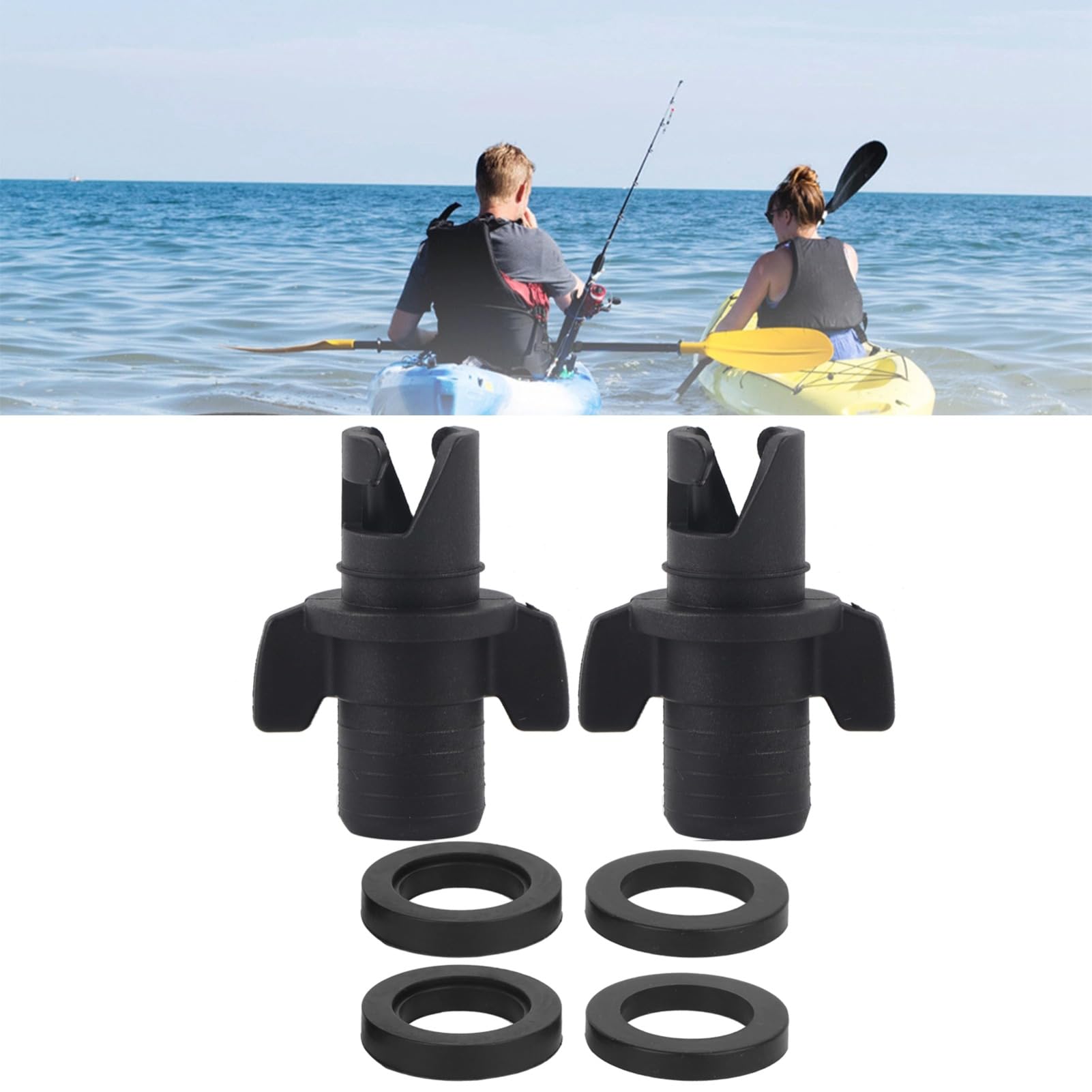 EIMSOAH Air Valve Adapter,Kayak Air Valve Connector,Inflatable Pump Adaptor Adaptateur,Air Valve Adapter Inflatable Boat Valve Connector for Boat Kayak Rubber Boats (Black)