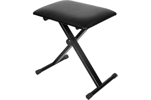 Kuyal Piano Bench, Adjustable Height X-Style Keyboard Bench Padded Seat, Black