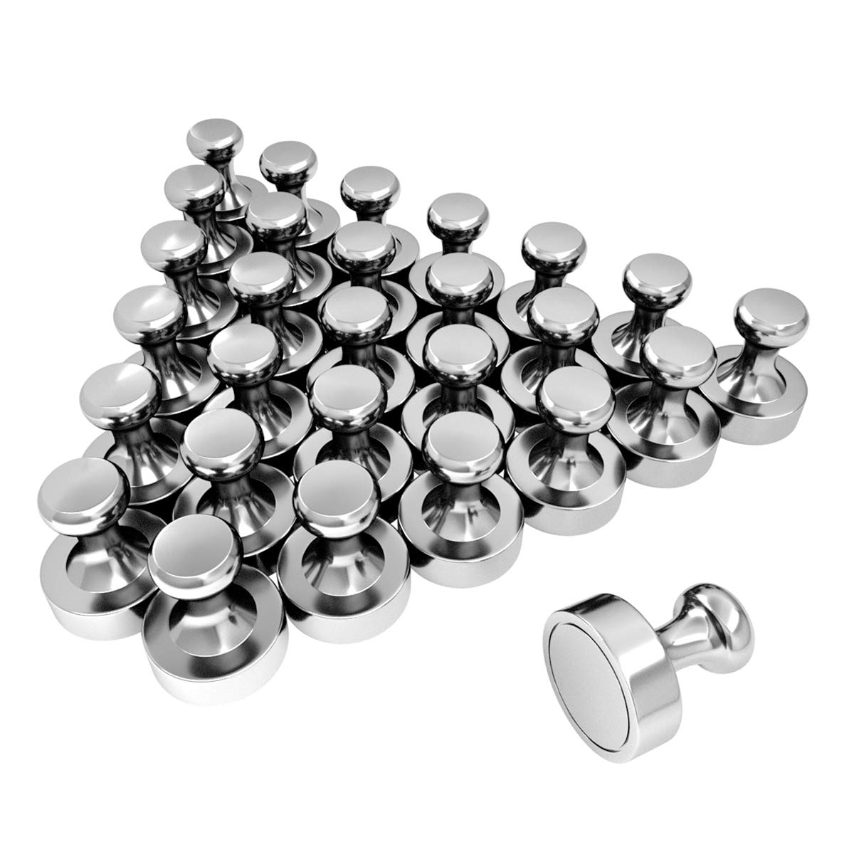 MOOPHER Neodymium Magnets Fridge Magnets 28pcs N52 Whiteboards Magnets Strong Magnetic Push Pins for Refrigerator, White Board, Notice board, Pin Board, Office, Home, School - with A Storage Box