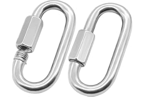 JENSWILL 2 Pack 1/2" Quick Link, M12 Chain Link 304 Stainless Steel D Shape Locking Carabiner Heavy Duty Repair Link Pets Keychain for Outdoor Traveling Equipment Capacity 2425lb