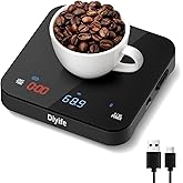 Rechargeable Mini Coffee Scale with Timer, 2kg/0.1g Diyife Espresso Scale with Brewing Assist Modes, Tare, Buzzer Function, H