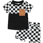 Adobabirl Baby Boy Shorts Set Summer Clothes Short Sleeve Striped Pocket Tshirt and Shorts Casual Toddler Boy Outfits