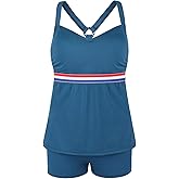 JINXUEER Plus Size Racerback Swimsuit Athletic Tankini Set Swimwear Two Piece with Boyshorts Bathing Suit for Women