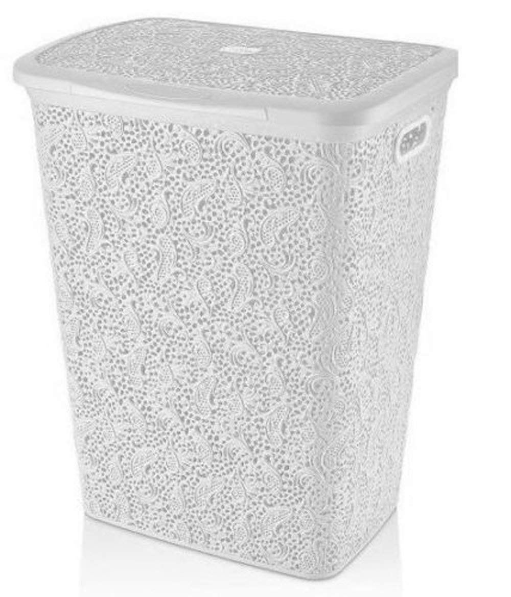 Saffri Large 60Litre Plastic Lace Laundry Basket Washing Clothes