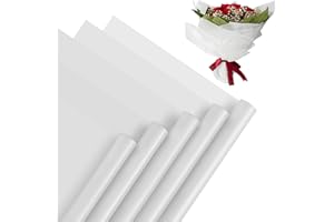 HEDOS Flower Bouquet Wrapping Paper - 20 Sheets Waterproof Korean White Floral Wrapping Paper for Bouquet, Money Bouquet Supplies for Graduation Wedding Birthday Gift Packaging (White)