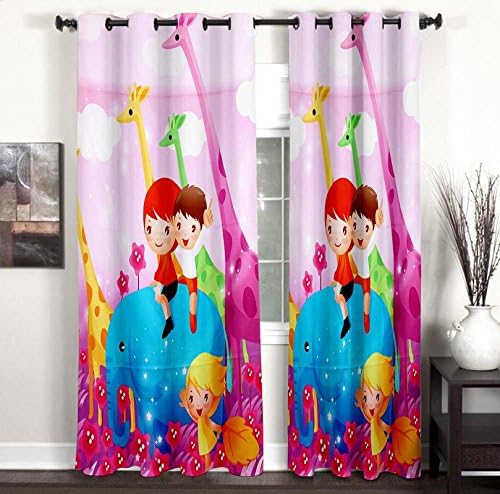 HOMEC Polyester & Polyester Blend Animal Print Curtain, Door - 46 X 84 Inch, Pink, Pack of 1