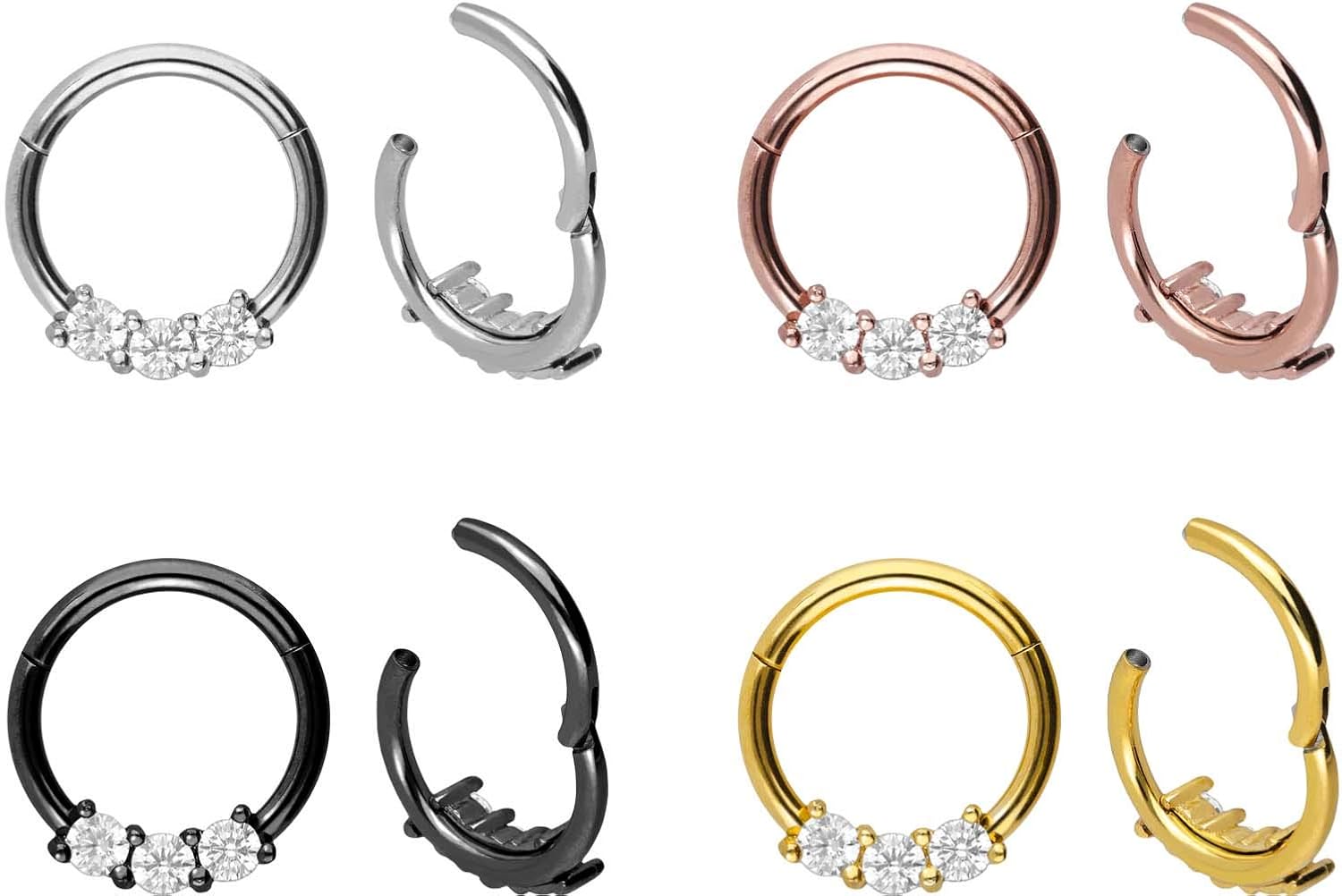 PIERCINGLINE Surgical Steel 316L Segment Ring, Black - Image 3