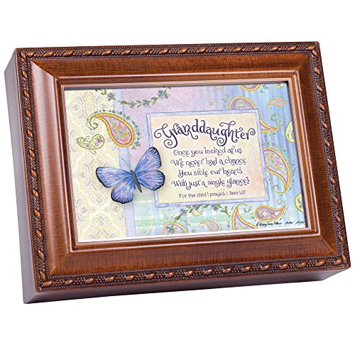 Cottage Garden Granddaughter Stole Our Hearts Woodgrain Inspirational Traditional Music Box Plays Friend in Jesus