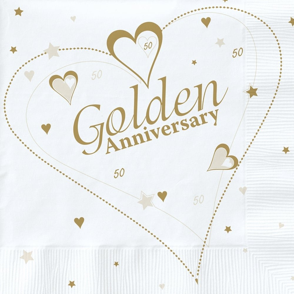 18 x Luxury Golden 50th Wedding Anniversary Party Napkins Amazon.co.uk Toys & Games