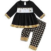 BemeyourBBs Toddler Baby Girl Easter Outfits Ruffle Shirts Tunic Top and Ruffle Pants Set Cute Infant Clothes