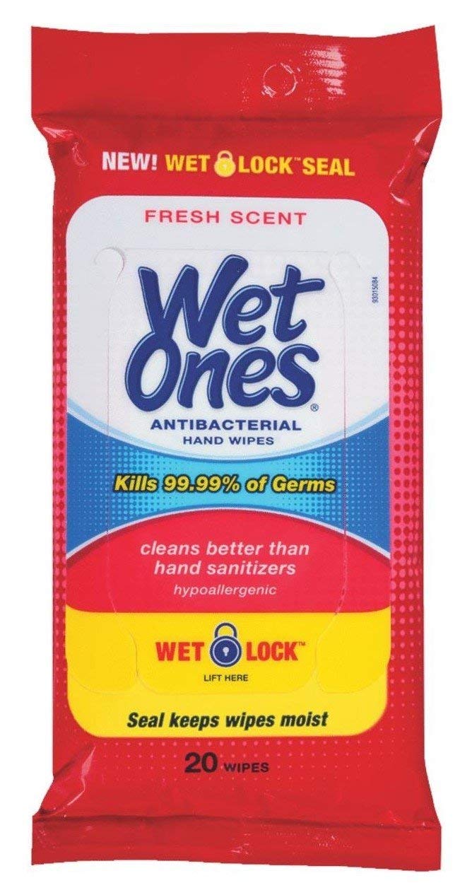 Wet Ones Anti-Bacterial Hand Wipes, 20 Each 