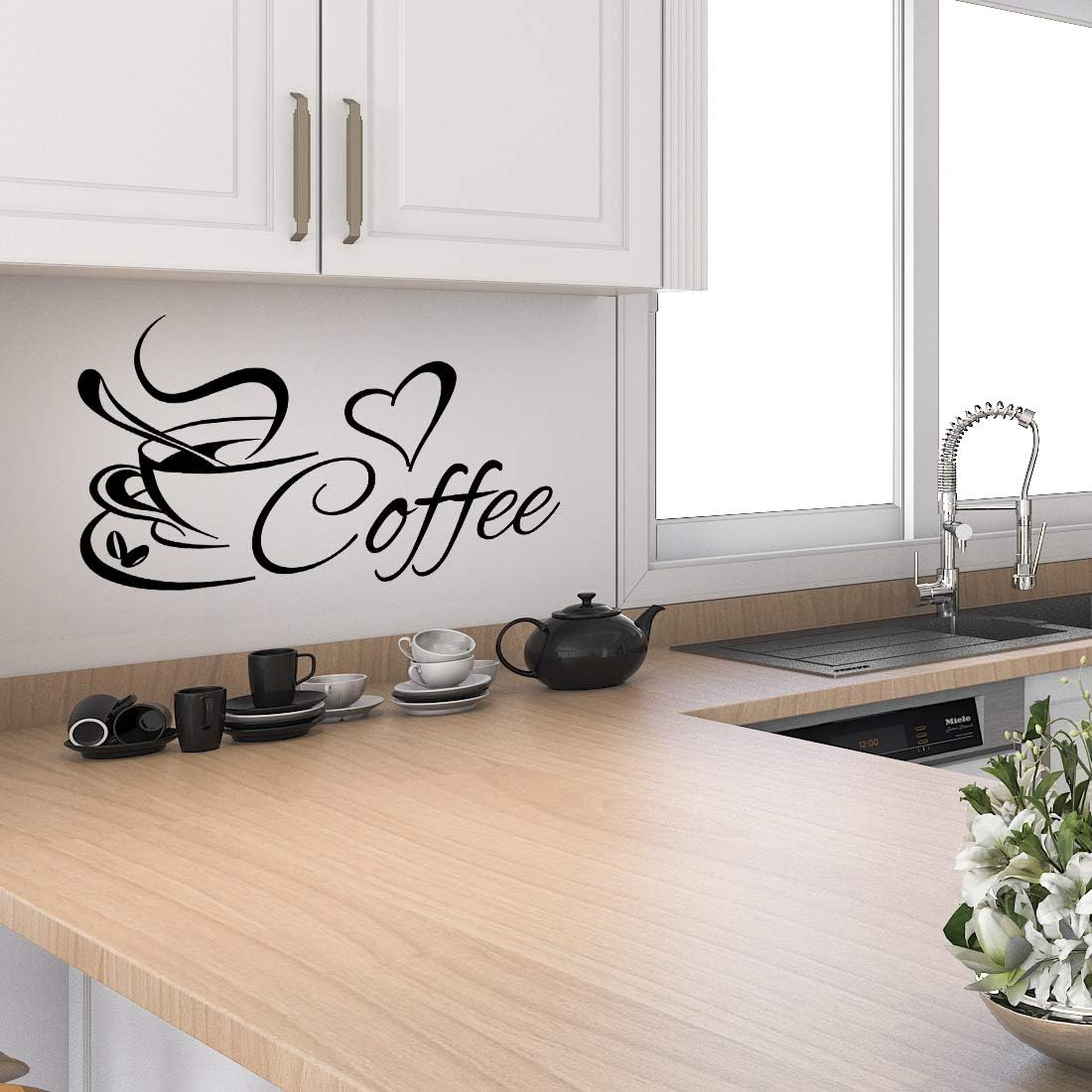 Coffee cup wall stickers kitchen decor home art sticker vinyl decal room quotes transfers decals tea pub mirror black cafe living room flower decoration quote sign office tiles shop stencils removable - Image 3