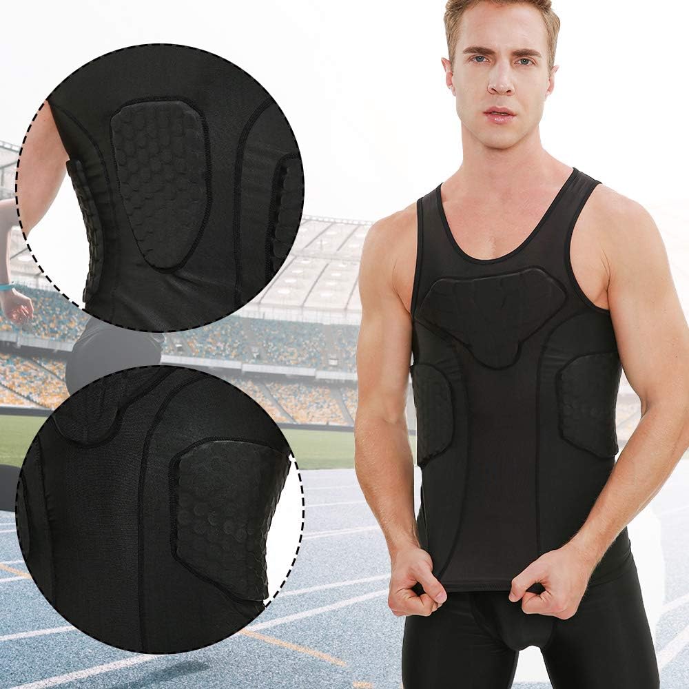 TUOY Men's Padded Compression Tank 4 Pad Protective Underwear for Football Basketball Black : Sports & Outdoors