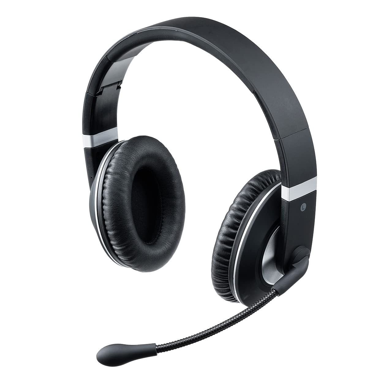 サンワダイレクト ヘッドセット ワイヤレス Bluetooth 単一指向性マイク 折りたたみ式 3.5mm有線接続可能 テレワーク WEB会議 両耳 400-BTSH021BK商品画像