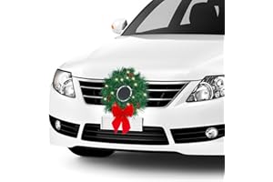 FOWECELT Christmas Car Decoration Wreath with Lights, Fits Car, Truck, SUV or Any Car, Mounting Equipment Included