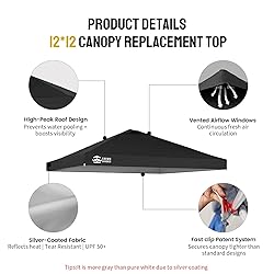 CROWN SHADES 12x12 Canopy Replacement Top - Only