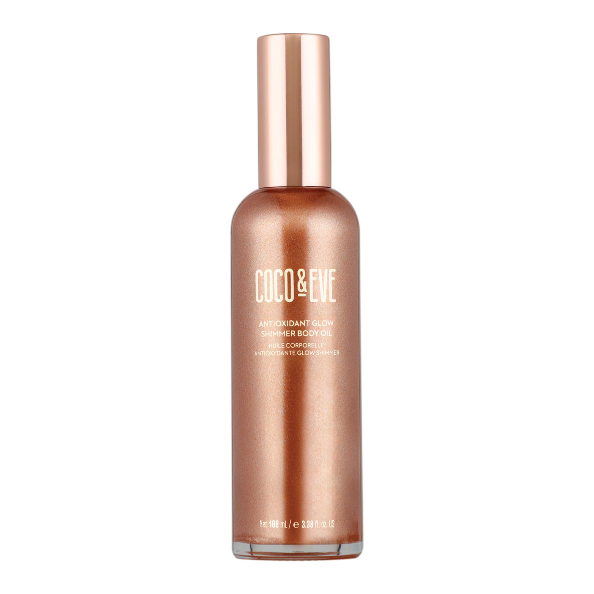 Coco & Eve Antioxidant Glow Shimmer Body Oil - Lightweight Skin Illuminator with Pearlescent Minerals, Natural Glitter, Antioxidants for Shimmering, Moisturizing and Healthy Glow (100ml)
