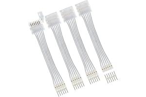 Litcessory 6-Pin to Cut-End Extension Connector Compatible with Nanoleaf Essentials Lightstrips (2in, 4 Pack, White)