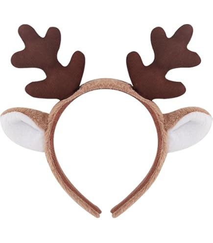 Minkissy Deer Ear Headband Christmas BoBo Antlers Headband Plush Reindeer Bow Christmas Hat Cosplay Deer Hair Accessories Hairband Cosplay Christmas Party For Boy Girls