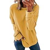 Dokotoo Women's Casual Crew Neck Sweatshirt Loose Soft Long Sleeve Pullover Tops