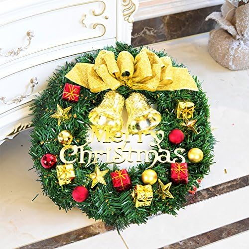 24 Inch Christmas Wintry Pine Wreath with Red and Gold Berries Balls Gifts Bells and Flowers, Christmas Decorative Wreath Wall or Front Door Hanging Artificial Garland